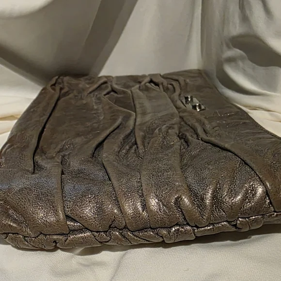 Michael Kors Webster Gold/Silverish Metallic Rushed Leather Wallet Clutch Bag - Picture 5 of 9